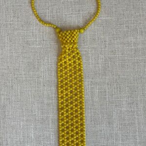 Beautiful, vintage beaded tie- yellow- 1960’s-70’s